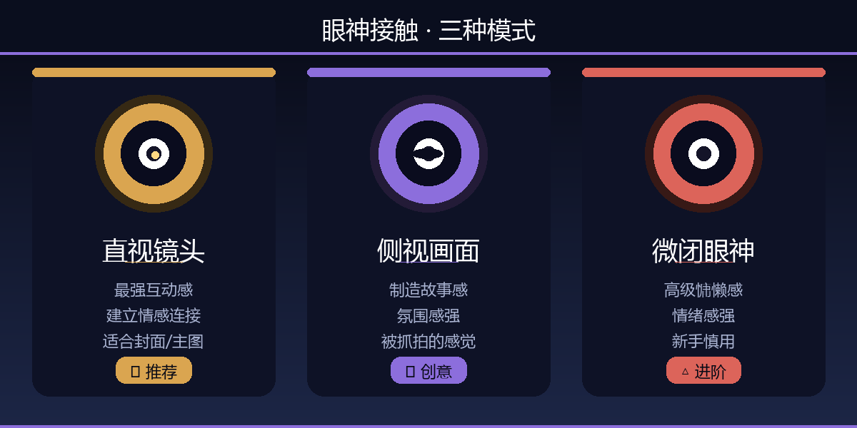 眼神接触技巧：直视·侧视·微闭眼