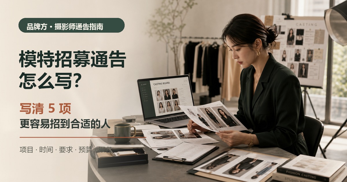 模特招募通告怎么写?写清这5项,更容易招到合适的人插图 品牌方在摄影棚审核模卡并准备发布模特招募通告