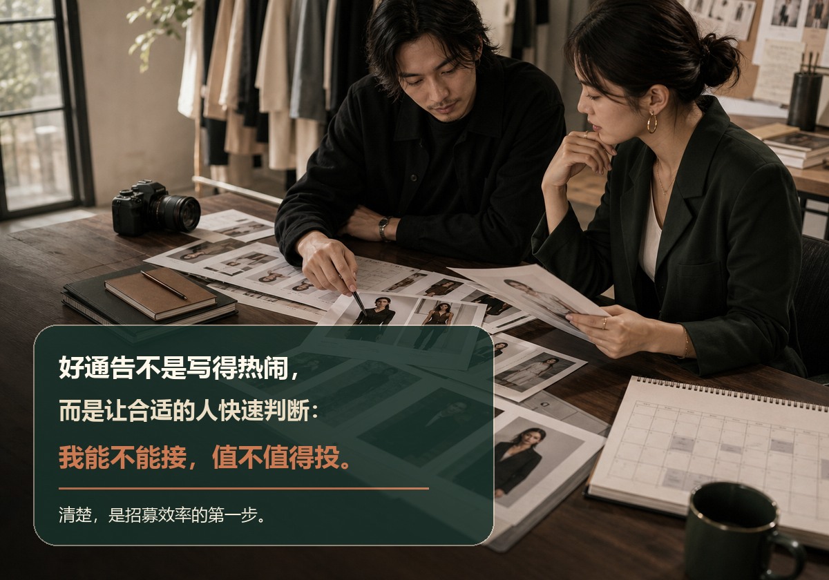 模特招募通告怎么写?写清这5项,更容易招到合适的人插图2 品牌方和摄影师根据模卡筛选适合项目的模特